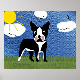 Cartoon Boston Terrier Poster