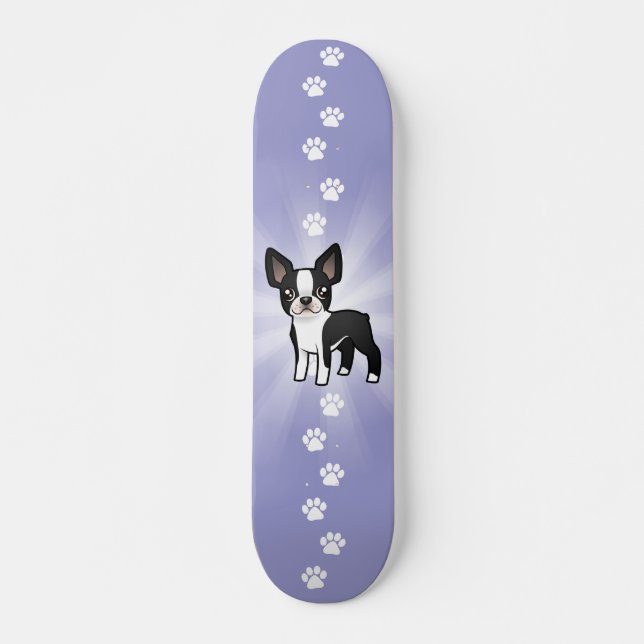 Cartoon-Boston-Terrier Skateboard (Vorne)