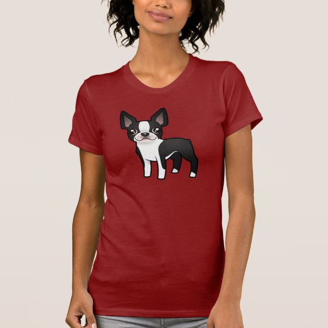 Cartoon-Boston-Terrier T-Shirt (Vorderseite)