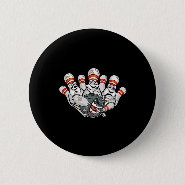 Cartoon Bowler erschreckt Bowling Buttone Funny Sp Button (Vorderseite)