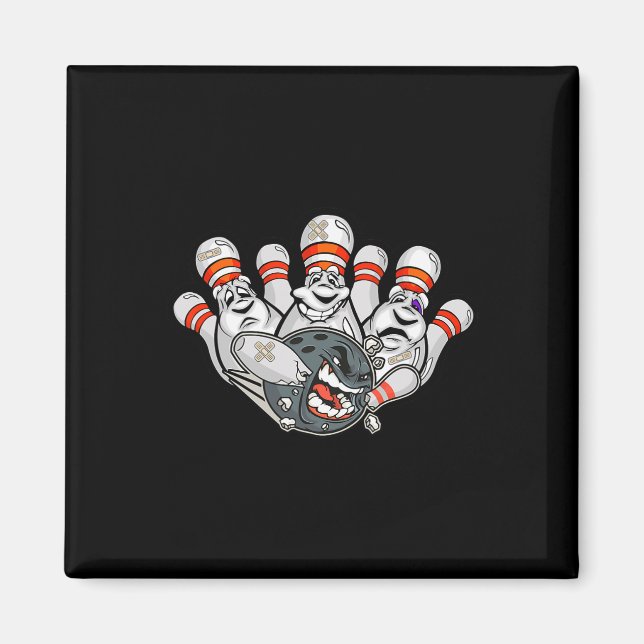 Cartoon Bowler erschreckt Bowling Buttone Funny Sp Magnet (Vorne)