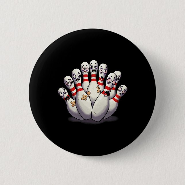 Cartoon Bowling Scanik Bowling Buttone Funny Sport Button (Vorderseite)