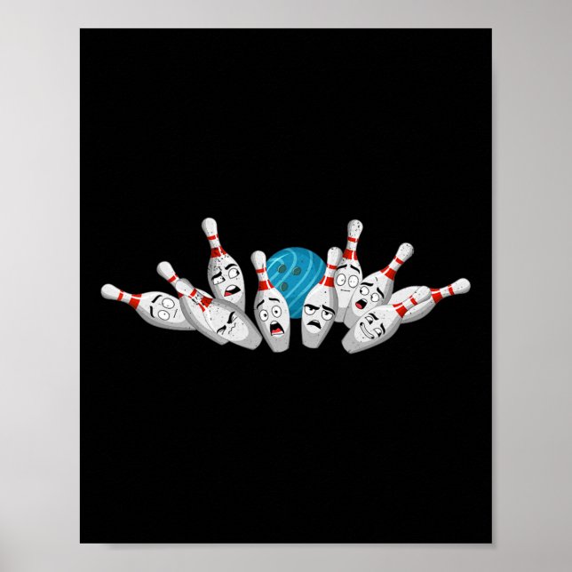 Cartoon Bowling Scanik Bowling Buttone Funny Sport Poster (Vorne)