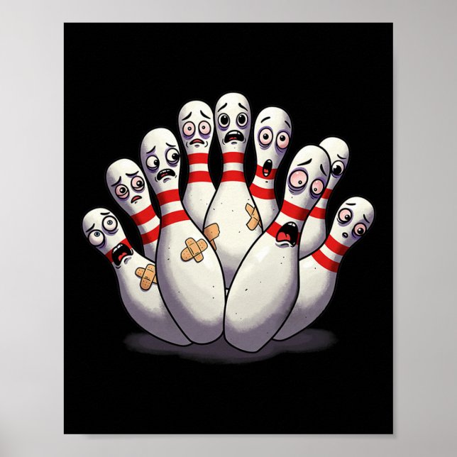 Cartoon Bowling Scanik Bowling Buttone Funny Sport Poster (Vorne)