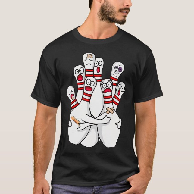Cartoon Bowling Scanik Bowling Buttone Funny Sport T-Shirt (Vorderseite)