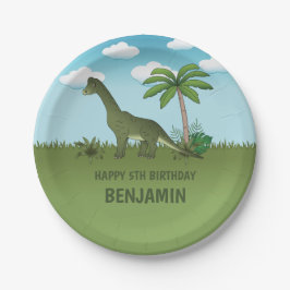 Cartoon Brachiosaurus Dinosaurier Kid's Geburtstag Pappteller