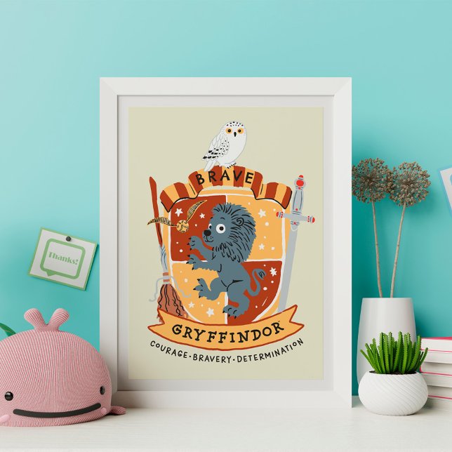 Cartoon Brave Gryffindor Wappen Poster (Von Creator hochgeladen)