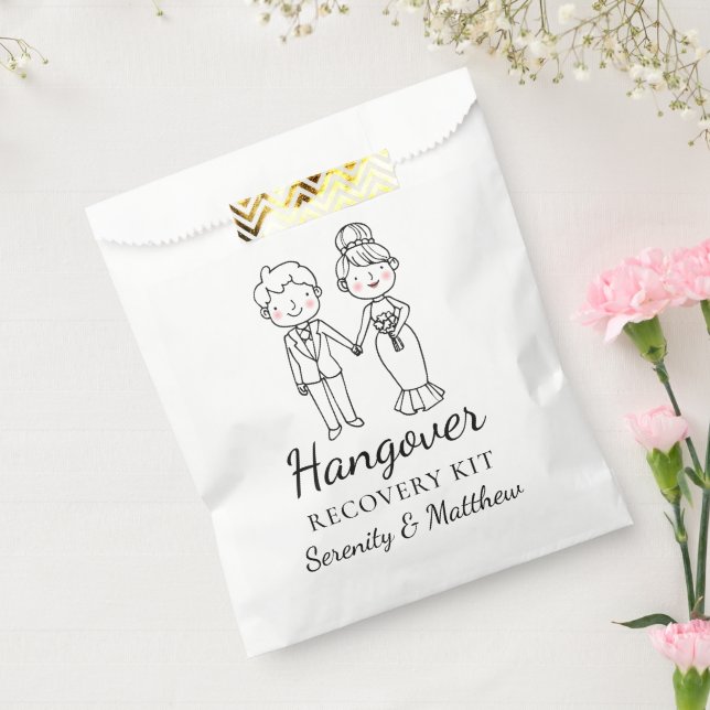 Cartoon Bride Groom Whimsical Wedding Hangover Kit Geschenktütchen (Versiegelt)