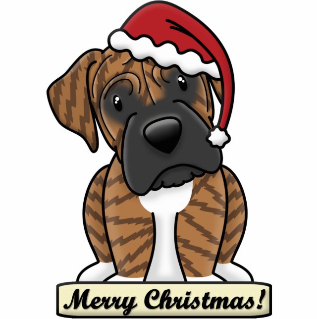 Cartoon-Brindle Boxer-Weihnachtsverzierung Fotoskulptur Ornament (Vorne)