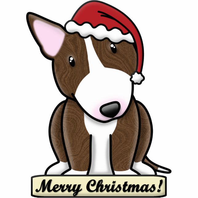 Cartoon-Brindle Stier-Terrier-Weihnachtsverzierung Fotoskulptur Ornament (Vorne)