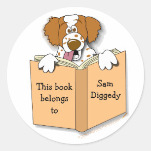 Cartoon Brittany Dog Buchzeichen Stickers Vorlage