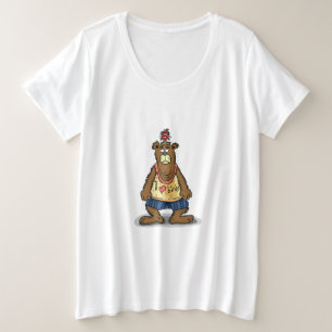 Cartoon Brown Bär stehend auf seinen Hinterfüßen Große Größe T-Shirt