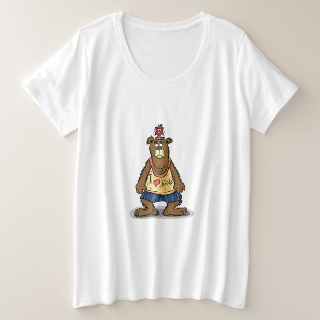 Cartoon Brown Bär stehend auf seinen Hinterfüßen Große Größe T-Shirt (Design vorne)