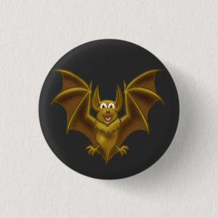 Cartoon Brown Bat Button