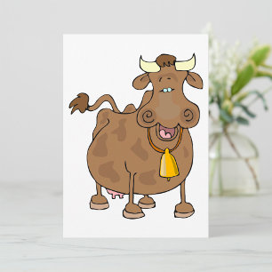 Cartoon Brown Cow Einladung