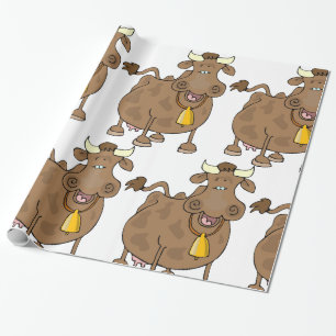 Cartoon Brown Cow Geschenkpapier