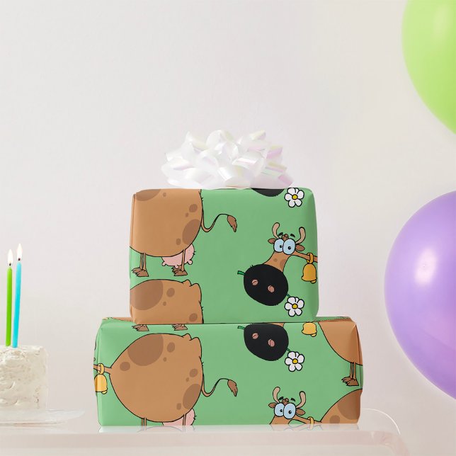 Cartoon Brown Cow Geschenkpapier (Von Creator hochgeladen)