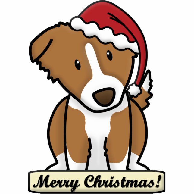 Cartoon-Brown-Grenzcollie-Weihnachtsverzierung Fotoskulptur Ornament (Vorne)