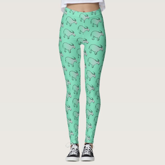 Cartoon Buffalo Chinesisch Ox Jahr Wählen Sie Farb Leggings (Vorderseite)