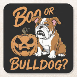 Cartoon Bulldog Halloween: Pop Art Rechteckiger Pappuntersetzer