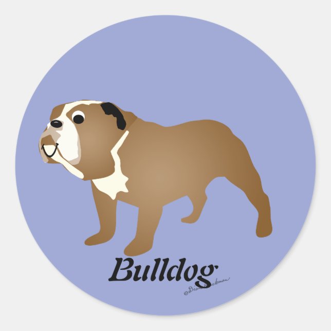 Cartoon Bulldog Runder Aufkleber (Vorderseite)