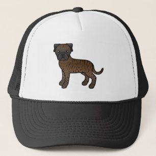 Cartoon Bullmastiff Hund in Brindelmantel Truckerkappe