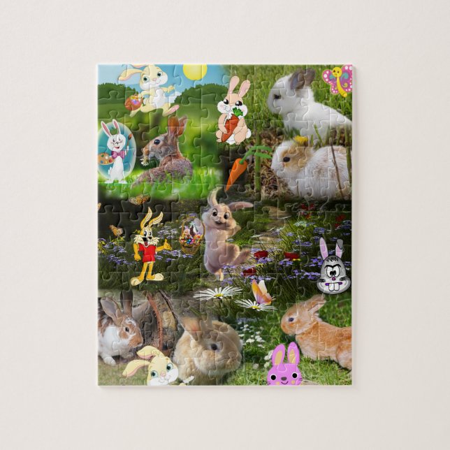 Cartoon Bunny / Baby Rabbit Jigsaw Puzzle für Kind (Vertikal)