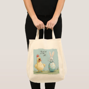 Cartoon Bunny Chick Egg Osterspass Tragetasche