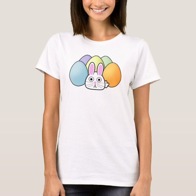 Cartoon Bunny mit Eiern T-Shirt (Vorderseite)