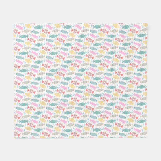 Cartoon bunte festliche Bonbons Fleecedecke (Vorderseite (Horizontal))