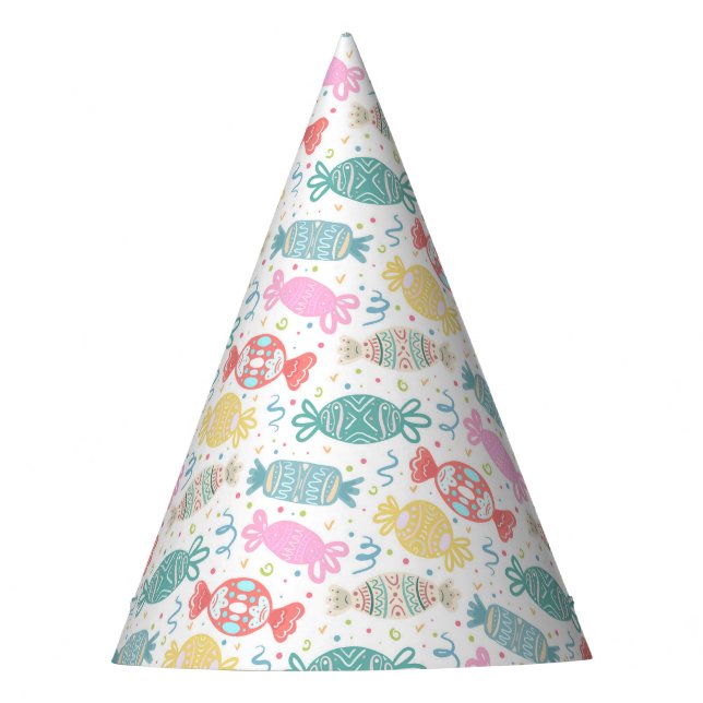 Cartoon bunte festliche Bonbons Partyhütchen (Vorderseite)