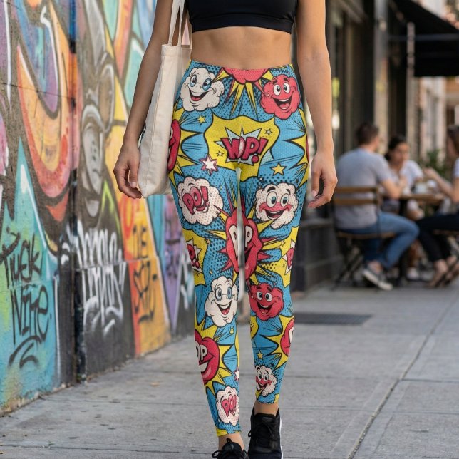 Cartoon Burst Fun Design - Comic Pop Art Explosion Leggings (Von Creator hochgeladen)