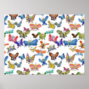 Cartoon Butterfets Tissue Paper Poster