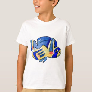 Cartoon Butterfly Blauer Fisch T-Shirt