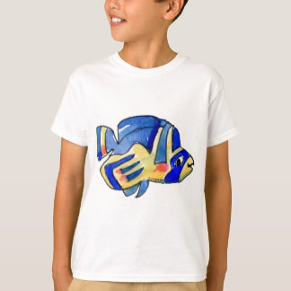 Cartoon Butterfly Blauer Fisch T-Shirt