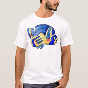 Cartoon Butterfly Blauer Fisch T-Shirt