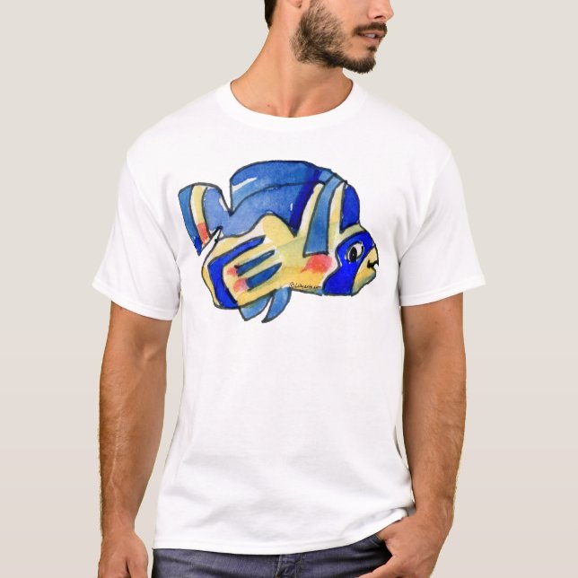 Cartoon Butterfly Blauer Fisch T-Shirt (Vorderseite)