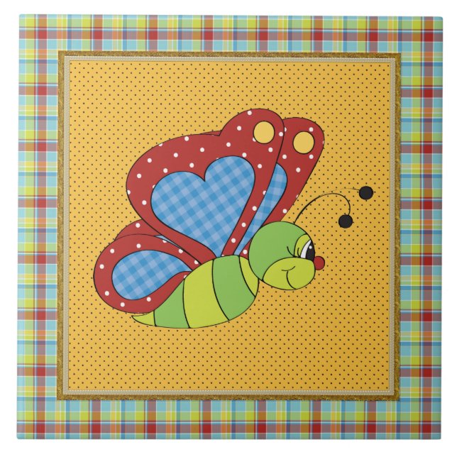 Cartoon Butterfly Keramik Spaß Fliesen (Vorderseite)