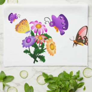 Cartoon Butterfly und Blume American MoJo Kitch Geschirrtuch