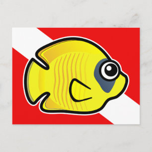 Cartoon Butterflyfish-Tauchflagge Postkarte