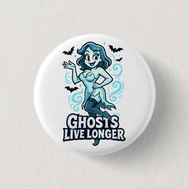 Cartoon Button-Up-Ghost - Ghosts Live länger Button (Vorderseite)