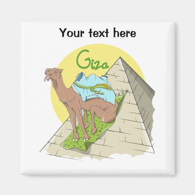Cartoon Camel Egypt Pyramid Magnet (Vorne)