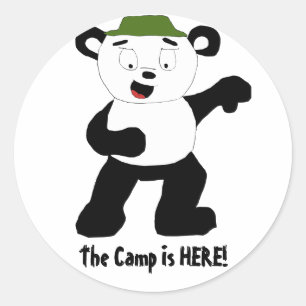 Cartoon Camp Panda Runder Aufkleber