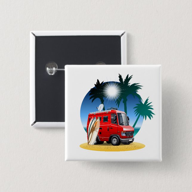 Cartoon Camper Button (Vorne & Hinten)