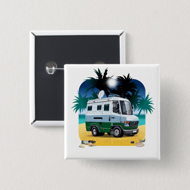 Cartoon Camper Button (Vorne & Hinten)