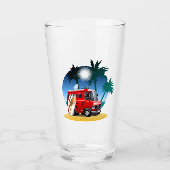Cartoon Camper Glas (Vorderseite)
