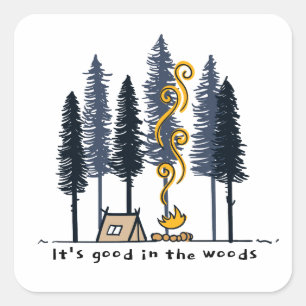 Cartoon Camping Quadratischer Aufkleber