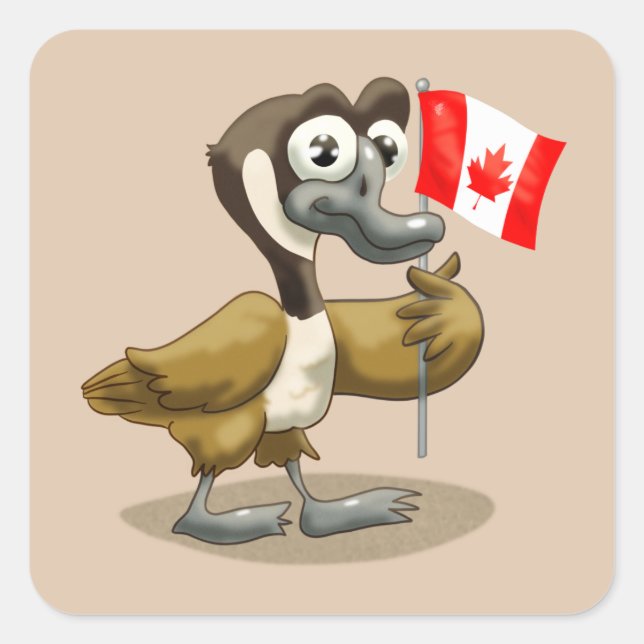 Cartoon Canada Goose Quadratischer Aufkleber (Vorderseite)