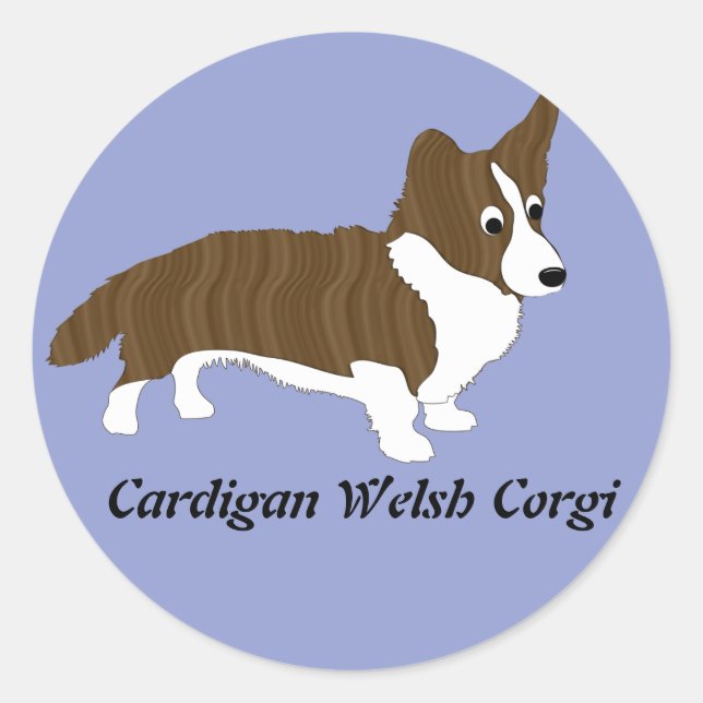 Cartoon Cardigan Welsh Corgi (Brindle) Runder Aufkleber (Vorderseite)