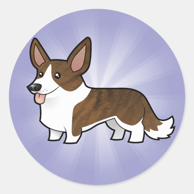 Cartoon Cardigan Welsh Corgi Runder Aufkleber (Vorderseite)